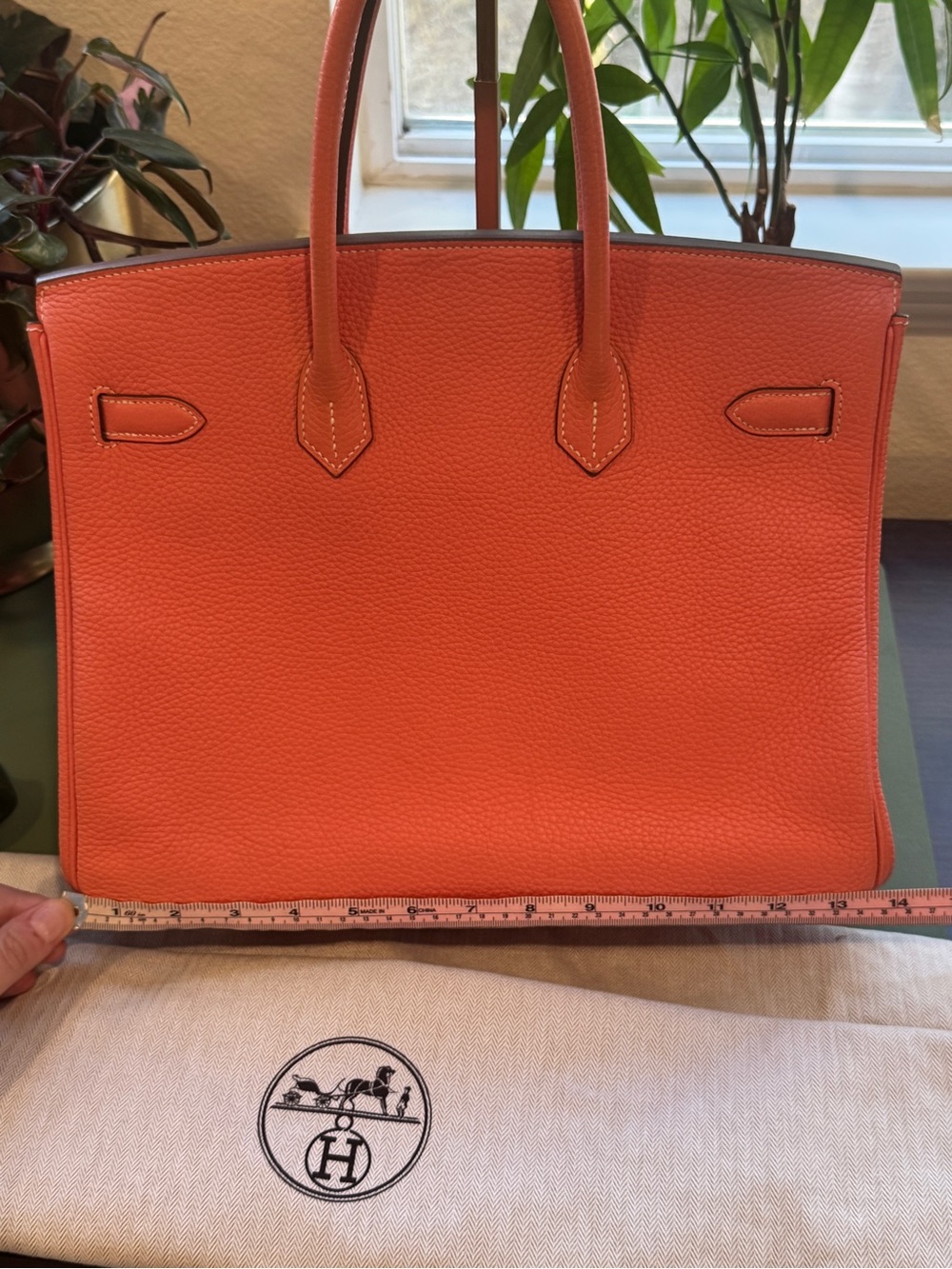 Hermes Coral Togo Leather Birkin 35 with Palladium Hardware - Picture 13 of 16